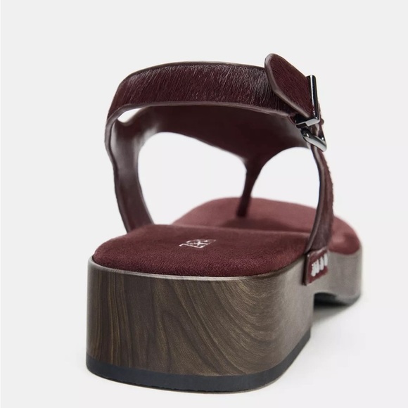 NEW Zara Studded Leather Sandals in Burgundy Red - US 10 - Picture 3 of 6